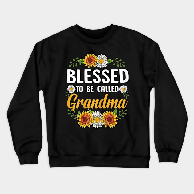 Womens Blessed To Be Called Grandma Sunflower Mothers Day 2021 Crewneck Sweatshirt by luxembourgertreatable